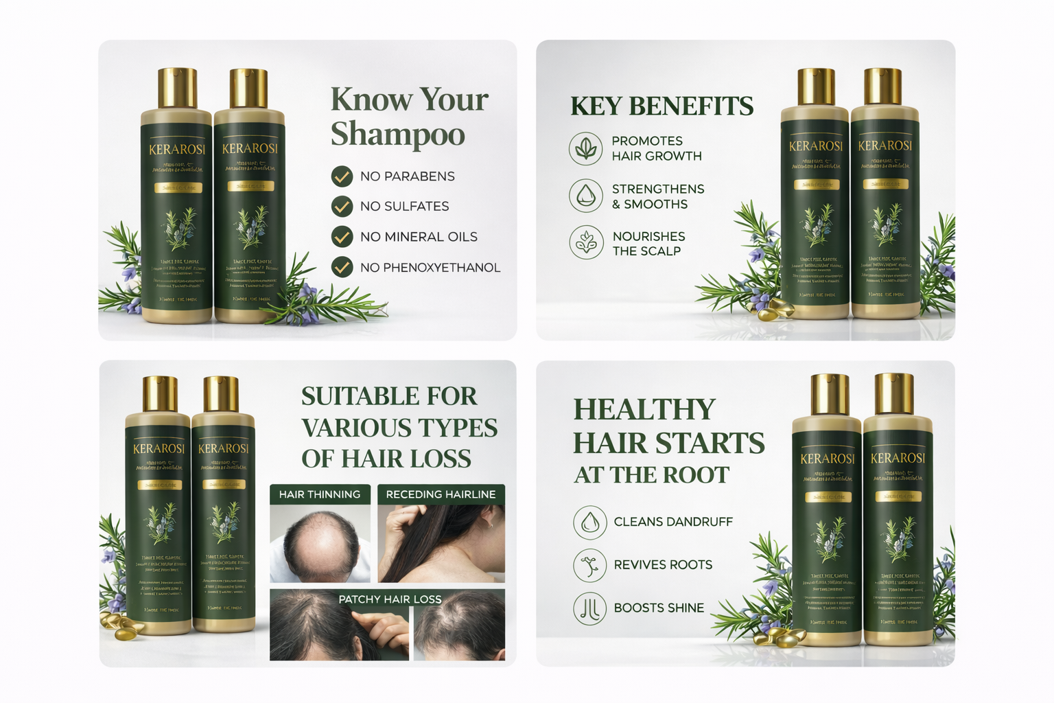 Rosemary Hair Growth Shampoo with Hydrolyzed Keratin – Anti Hair Fall & Strengthening Formula (Pack of 2 | 114gm Each)