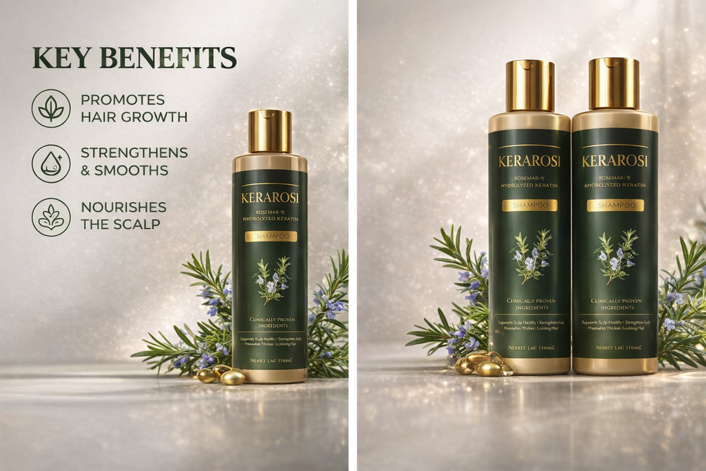 Rosemary Hair Growth Shampoo with Hydrolyzed Keratin – Anti Hair Fall & Strengthening Formula (Pack of 2 | 114gm Each)